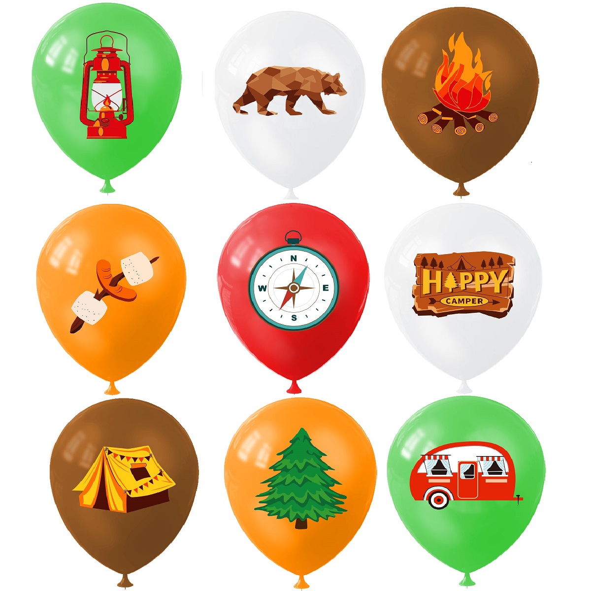 9pcs Happy Camping Balloon, Ou - Outdoor Adventure Birthday Party review and price